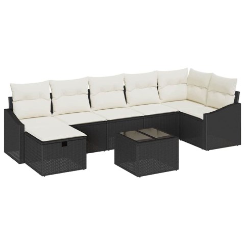 Zestaw Sof na Ogród 8 pcs Czarny 55 x 62 x 69 cm Polirattan