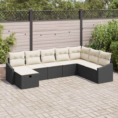 Zestaw Sof na Ogród 8 pcs Czarny 55 x 62 x 69 cm Polirattan