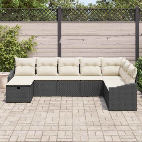 Zestaw Sof na Ogród 8 pcs Czarny 55 x 62 x 69 cm Polirattan