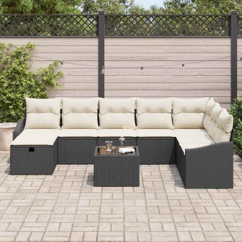 Zestaw Sof na Ogród 9 pcs Czarny 55 x 62 x 69 cm Polirattan