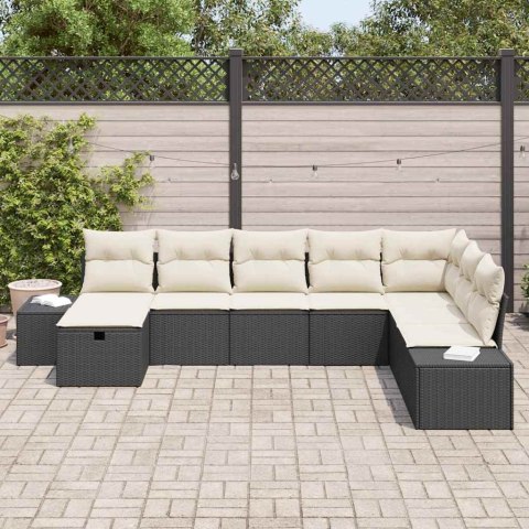 Zestaw Sof na Ogród z poduszką 8 pcs Czarny Polirattan