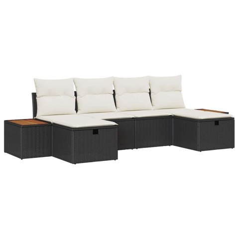 Zestaw Sof na Ogród 6 pcs Czarny 55 x 62 x 69 cm Polirattan