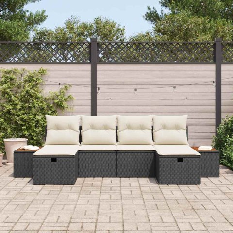 Zestaw Sof na Ogród 6 pcs Czarny 55 x 62 x 69 cm Polirattan