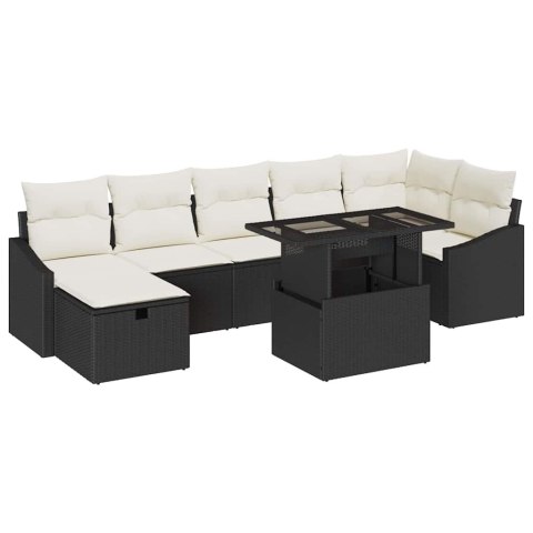 Zestaw Sof na Ogród 8 pcs Czarny polirattan