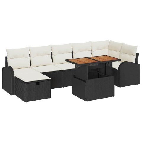 Zestaw Sof na Ogród 8 pcs Czarny polirattan