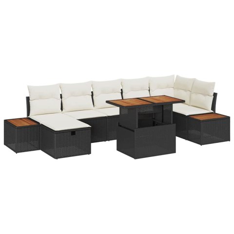 Zestaw Sof na Ogród 8 pcs Czarny polirattan