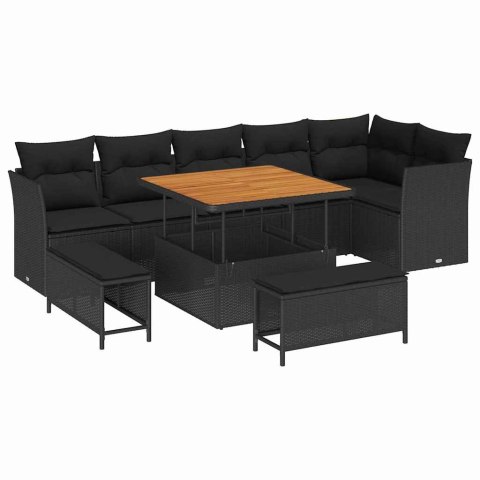 Zestaw Sof na Ogród 9 pcs Czarny polirattan