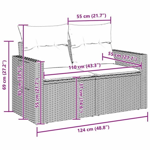 Zestaw Sof na Ogród 13 pcs Szary polirattan