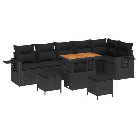 Zestaw Sof na Ogród 9 pcs Czarny polirattan