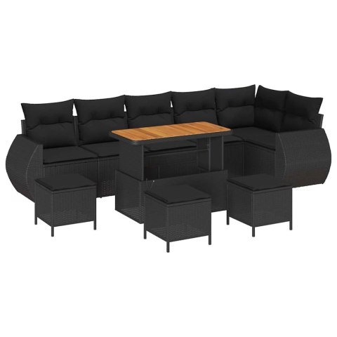 Zestaw Sof na Ogród 10 pcs Czarny polirattan