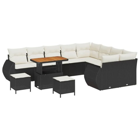 Zestaw Sof na Ogród 12 pcs Czarny polirattan