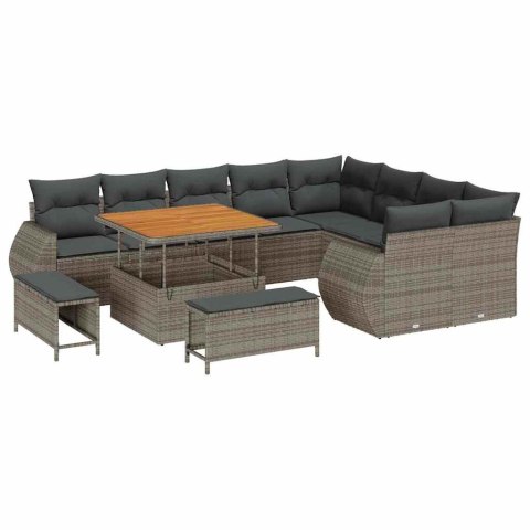 Zestaw Sof na Ogród 12 pcs Szary polirattan