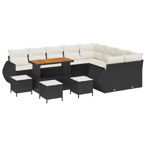 Zestaw Sof na Ogród 13 pcs Czarny polirattan
