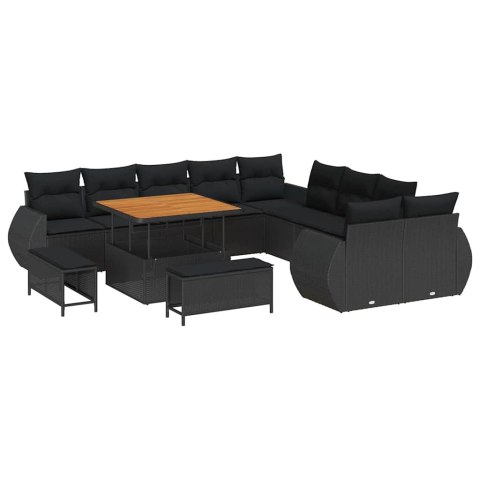 Zestaw Sof na Ogród 13 pcs Czarny polirattan