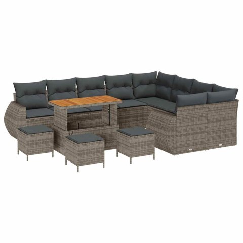 Zestaw Sof na Ogród 13 pcs Szary polirattan