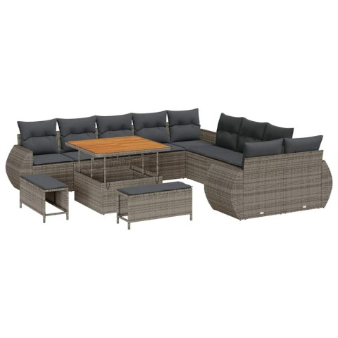 Zestaw Sof na Ogród 13 pcs Szary polirattan
