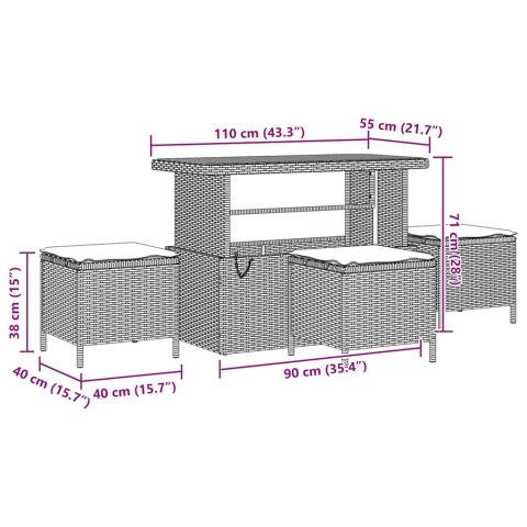 Zestaw Sof na Ogród 14 pcs Szary polirattan