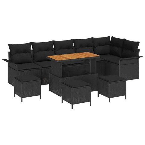 Zestaw Sof na Ogród 10 pcs Czarny polirattan