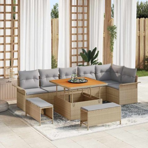 Zestaw Sof na Ogród 9 pcs Beżowy polirattan
