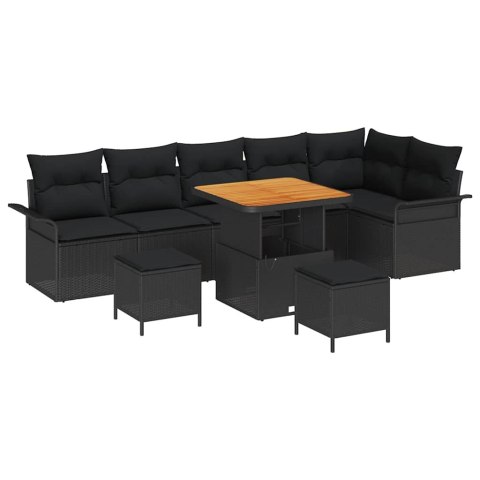 Zestaw Sof na Ogród 9 pcs Czarny polirattan