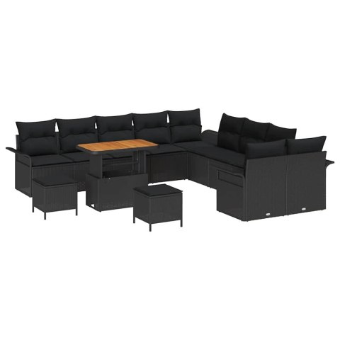 Zestaw Sof na Ogród 13 pcs Czarny polirattan