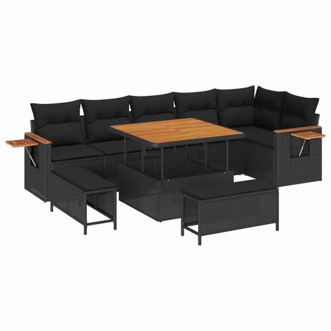 Zestaw Sof na Ogród z poduszką 9 pcs Czarny