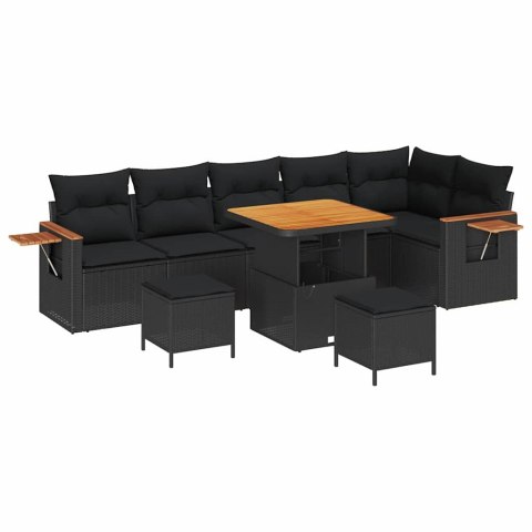 Zestaw Sof na Ogród z poduszką 9 pcs Czarny