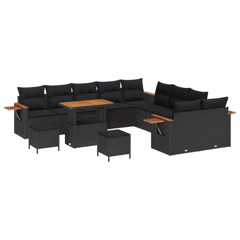 Zestaw Sof na Ogród z poduszką 13 pcs Czarny