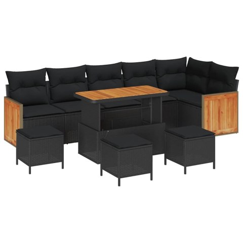 Zestaw Sof na Ogród z poduszką 10 pcs Czarny