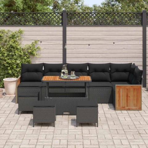 Zestaw Sof na Ogród z poduszką 10 pcs Czarny