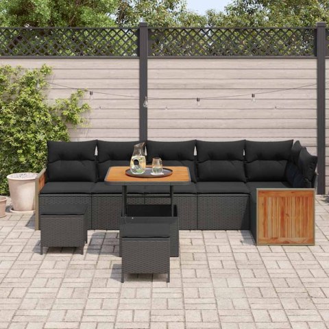 Zestaw Sof na Ogród z poduszką 9 pcs Czarny