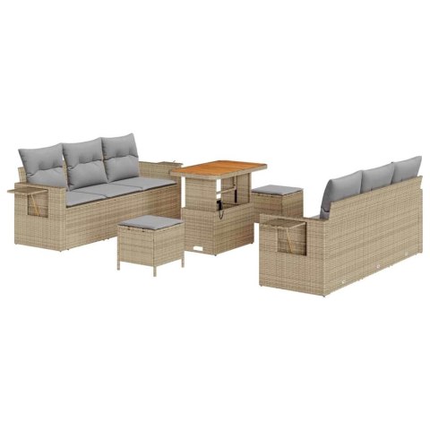 Zestaw Sof na Ogród z poduszką 9 pcs beżowo-jasnoszary