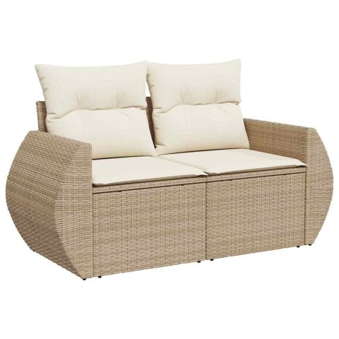 Zestaw Sof na Ogród 10 pcs Beżowy i kremowy Rattan poli
