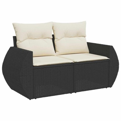 Zestaw Sof na Ogród 10 pcs Czarny i kremowy Rattan poli