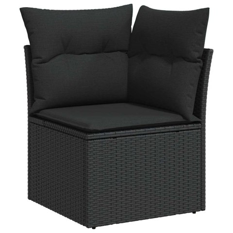 Zestaw Sof na Ogród z poduszką 12 pcs Czarny Rattan poli