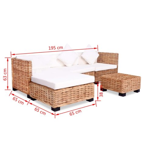 Zestaw wypoczynkowy, 14 elementów, naturalny rattan