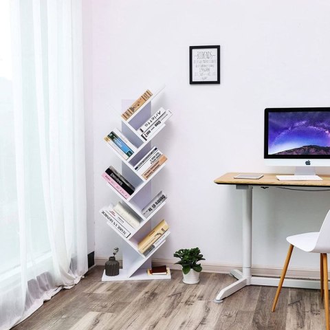 Biała regał na książki drzewo 8 półek 141,5 cm nowoczesny