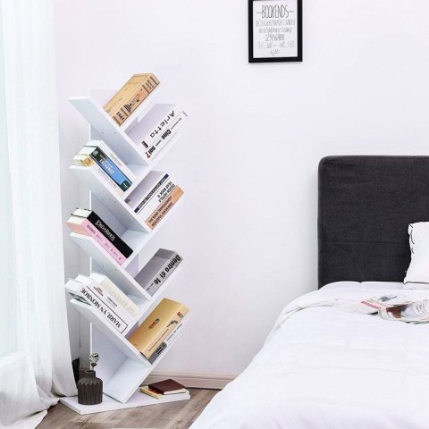 Biała regał na książki drzewo 8 półek 141,5 cm nowoczesny