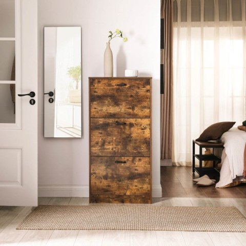 Szafka na buty 3-drzwiowa rustykalna brązowa 60x24x120 cm