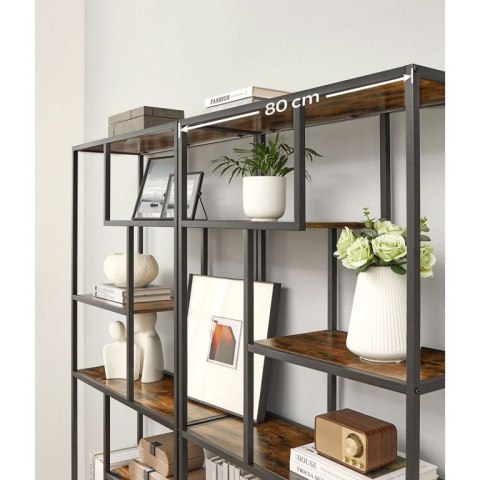 Regał industrialny 6 półek drewno i metal 80x30x180 cm