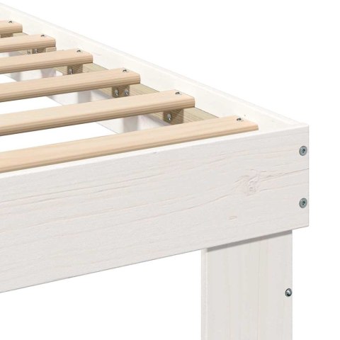 Ramka łóżka Z zagłówkiem Biały 200 x 200 cm Lite drewno sosnowe