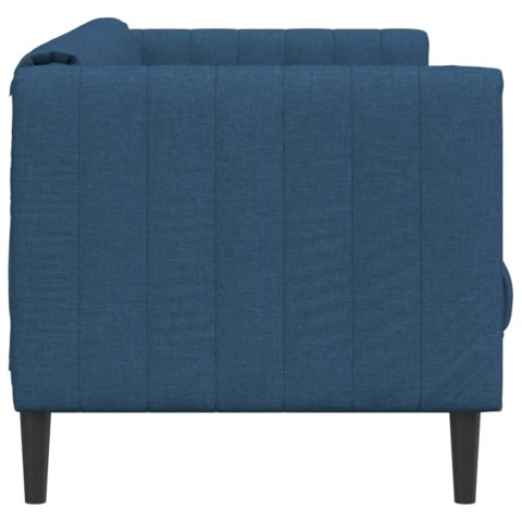Sofa 3-osobowa, niebieska, tapicerowana tkaniną