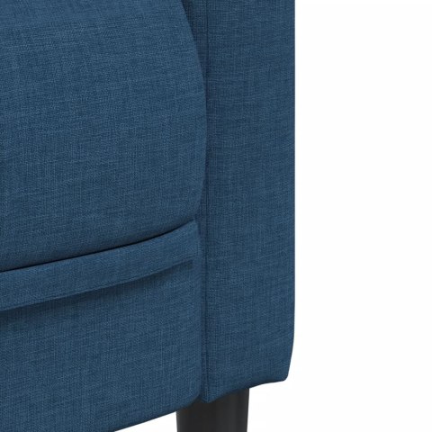 Sofa 3-osobowa, niebieska, tapicerowana tkaniną