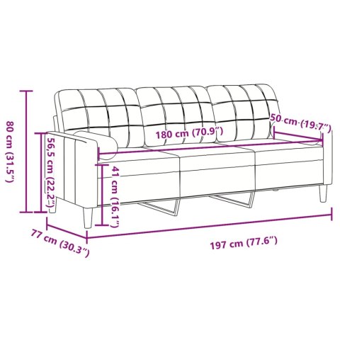 3-osobowa sofa z poduszkami, jasnoszara, 180 cm, aksamit