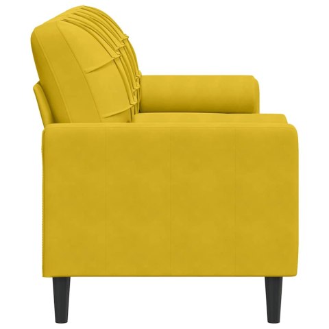 3-osobowa sofa z poduszkami, żółta, 180 cm, aksamit