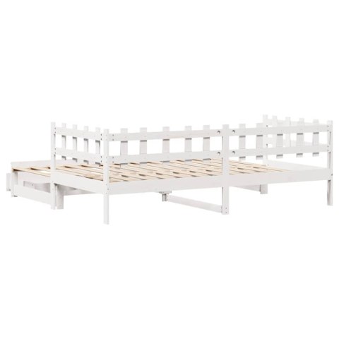 Sofa rozsuwana z szufladami, bez materaca, białe, 90x190 cm