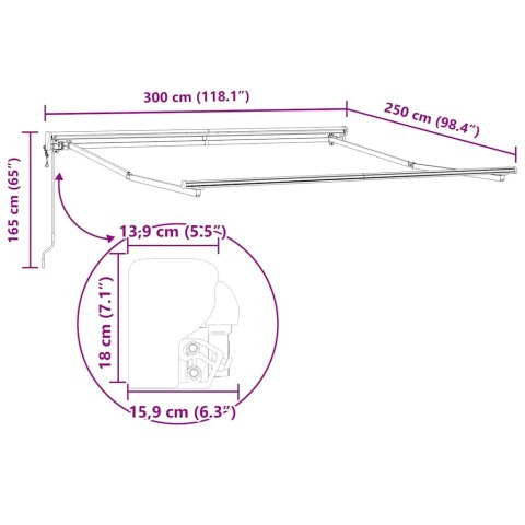 Rama markizy Antracyt 3 x 2,5 m Stal malowana proszkowo