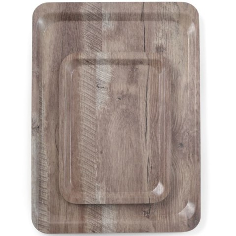 Taca do serwowania prostokątna antypoślizgowa 370x530 mm - ciemne drewno