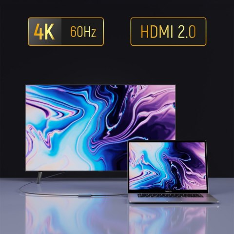 Adapter przejściówka USB-C - HDMI 4K 60Hz - czarny