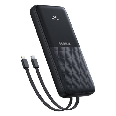Powerbank 10000mAh 22.5W z wyświetlaczem kablami USB-C iPhone Lightning Lipow - czarny